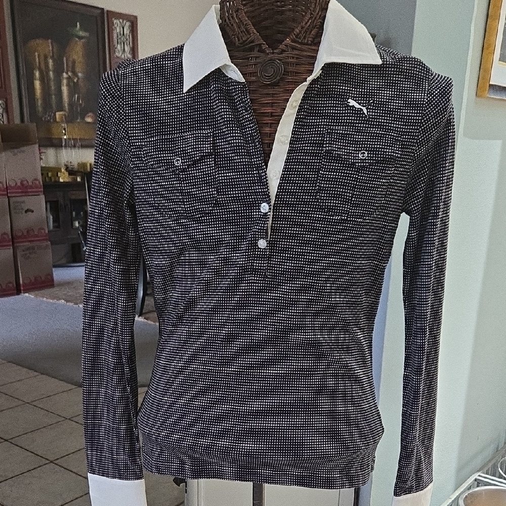 Puma Black and White Striped Shirt